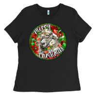 Black christmas lincoln sheep Ladies Tee - LillyAllenDesigns