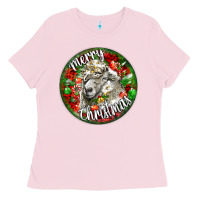 Bubblegum Pink christmas lincoln sheep Ladies Tee - LillyAllenDesigns