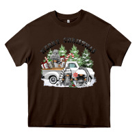 Chocolate Brown merry christmas gnomies Heavy Core Tee - FaDigitalArtStudio