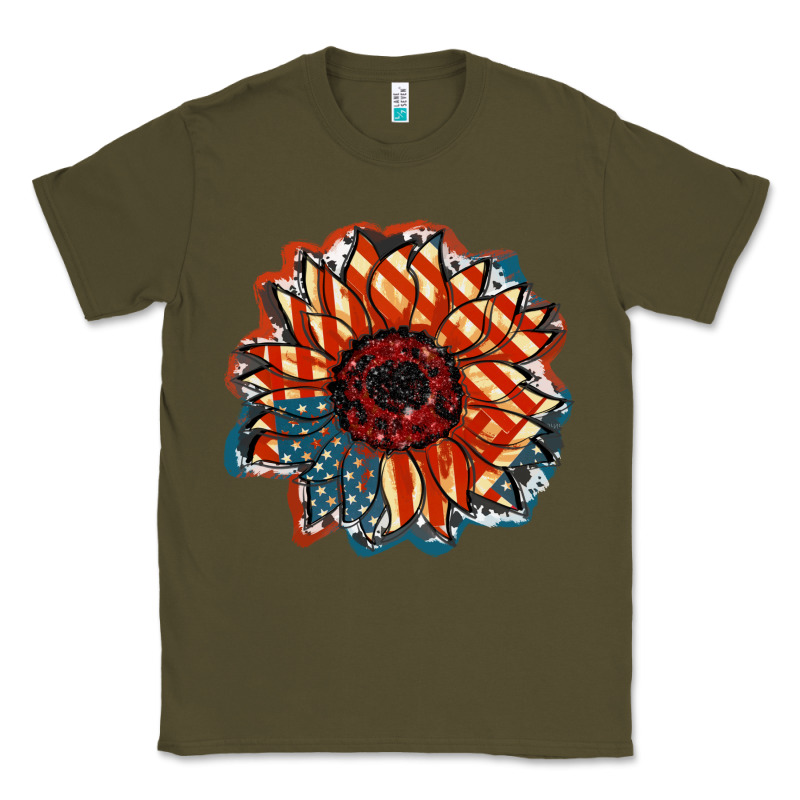 American Flag Sunflower 4th Of July Classic Tee by FaDigitalArtStudio | Teevron