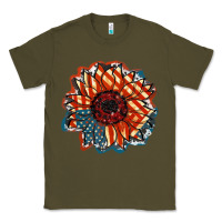 Army Green American Flag sunflower 4th of july Classic Tee - FaDigitalArtStudio