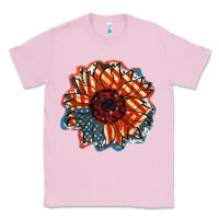 Bubblegum Pink American Flag sunflower 4th of july Classic Tee - FaDigitalArtStudio