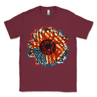 Burgundy American Flag sunflower 4th of july Classic Tee - FaDigitalArtStudio