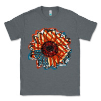 Charcoal Heather American Flag sunflower 4th of july Classic Tee - FaDigitalArtStudio