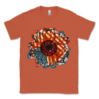 Copper American Flag sunflower 4th of july Classic Tee - FaDigitalArtStudio