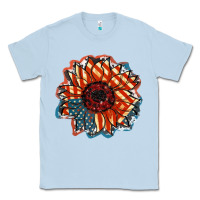 Dusty Blue American Flag sunflower 4th of july Classic Tee - FaDigitalArtStudio