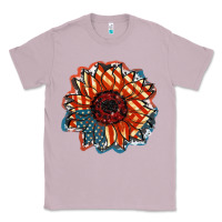 Lilac American Flag sunflower 4th of july Classic Tee - FaDigitalArtStudio