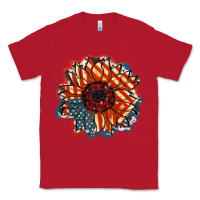Red American Flag sunflower 4th of july Classic Tee - FaDigitalArtStudio