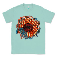 Seafoam American Flag sunflower 4th of july Classic Tee - FaDigitalArtStudio