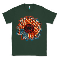 Sports Green American Flag sunflower 4th of july Classic Tee - FaDigitalArtStudio