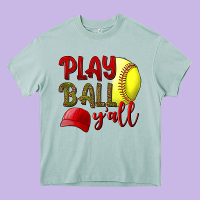 Play Ball Y'all Softball Heavy Core Tee Designed By Bundleandbundleshop