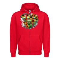 Red South Carolina State Map Zipper Hoodie - RanaPortraitStore