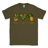 Army Green Peace Love Pineapple Classic Tee - Jasminsmagicworld
