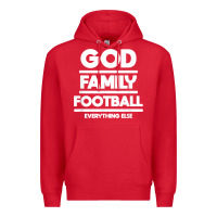 Red god family football christian faith shirt Premium Hoodie - baoMotion