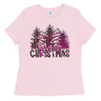 Bubblegum Pink Merry Christmas Ladies Tee - SublimationCraftShop