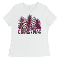 White Merry Christmas Ladies Tee - SublimationCraftShop