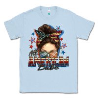 Dusty Blue american babe messy bun Classic Tee - FaDigitalArtStudio