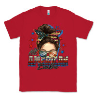 Red american babe messy bun Classic Tee - FaDigitalArtStudio