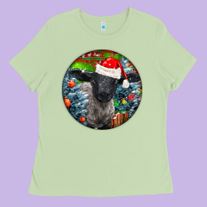 Christmas Suffolk Baby Sheep Ornament Ladies Tee Designed By Lillyallendesigns