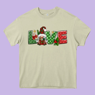Love Christmas Gnome Heavy Core Tee Designed By Bundleandbundleshop