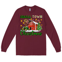 Burgundy Small Town Christmas Long Sleeve Tee - Artiststas