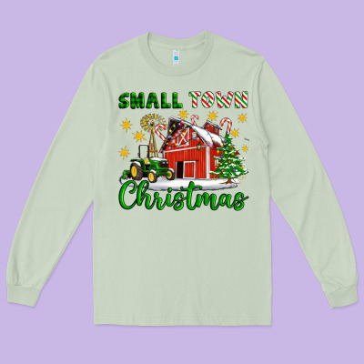 Small Town Christmas Long Sleeve Tee Designed By Artiststas