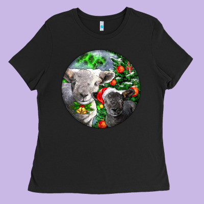 Christmas Southdown Baby Sheeps Ladies Tee Designed By Lillyallendesigns
