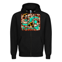 Black cancer turquoise cowhide Zipper Hoodie - RanaPortraitStore