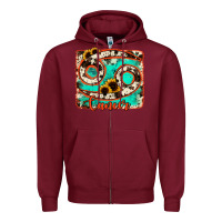 Burgundy cancer turquoise cowhide Zipper Hoodie - RanaPortraitStore