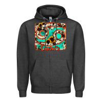 Charcoal Heather cancer turquoise cowhide Zipper Hoodie - RanaPortraitStore