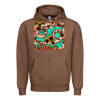 Chestnut cancer turquoise cowhide Zipper Hoodie - RanaPortraitStore