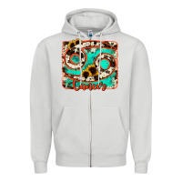 Dove Grey cancer turquoise cowhide Zipper Hoodie - RanaPortraitStore
