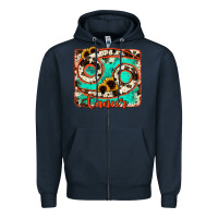 Navy cancer turquoise cowhide Zipper Hoodie - RanaPortraitStore