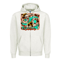 Oatmeal Heather cancer turquoise cowhide Zipper Hoodie - RanaPortraitStore