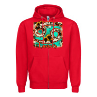 Red cancer turquoise cowhide Zipper Hoodie - RanaPortraitStore