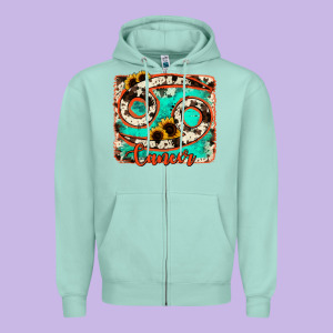 Cancer Turquoise Cowhide Zipper Hoodie Designed By Ranaportraitstore