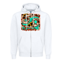 White cancer turquoise cowhide Zipper Hoodie - RanaPortraitStore