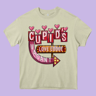 Valentines Day Cupid's Love Lodge Heavy Core Tee Designed By Fadigitalartstudio