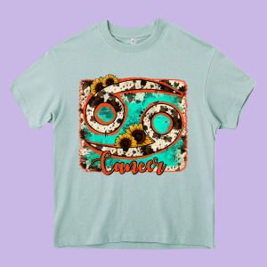 Cancer Turquoise Cowhide Heavy Core Tee Designed By Ranaportraitstore
