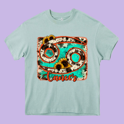 Cancer Turquoise Cowhide Heavy Core Tee Designed By Ranaportraitstore