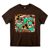 Chocolate Brown cancer turquoise cowhide Heavy Core Tee - RanaPortraitStore