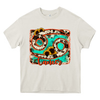Cream cancer turquoise cowhide Heavy Core Tee - RanaPortraitStore