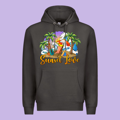 Sunset Love Premium Hoodie Designed By Barkaloodesign