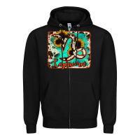 Black capricorn turquoise cowhide Zipper Hoodie - RanaPortraitStore