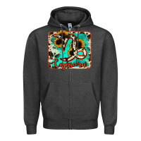 Charcoal Heather capricorn turquoise cowhide Zipper Hoodie - RanaPortraitStore