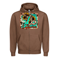 Chestnut capricorn turquoise cowhide Zipper Hoodie - RanaPortraitStore