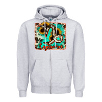 Heather Grey capricorn turquoise cowhide Zipper Hoodie - RanaPortraitStore