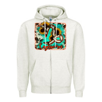 Oatmeal Heather capricorn turquoise cowhide Zipper Hoodie - RanaPortraitStore