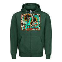 Sports Green capricorn turquoise cowhide Zipper Hoodie - RanaPortraitStore
