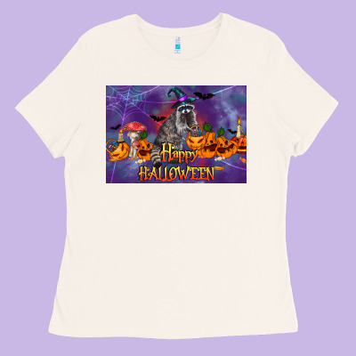 Happy Halloween Raccoon Ladies Tee Designed By Lillyallendesigns